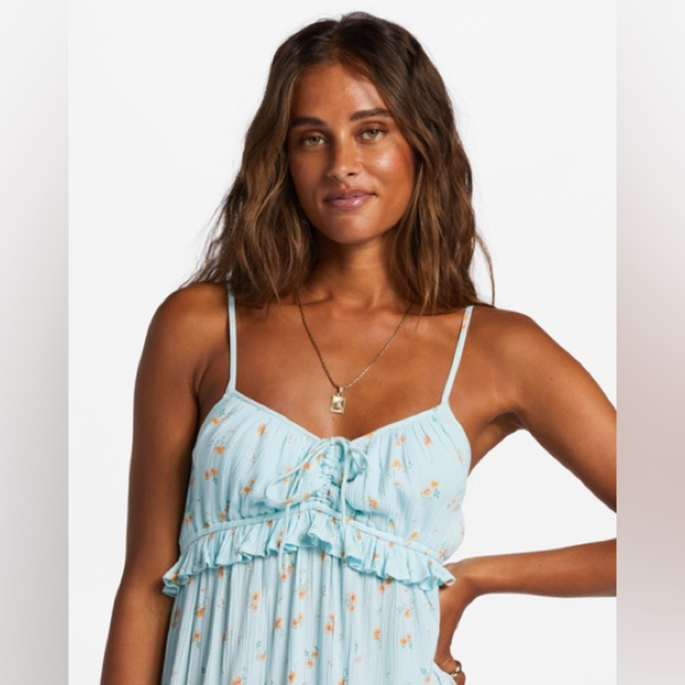 Billabong Light Blue Floral Midi Dress - Picture 2 of 10